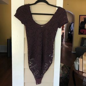 American Eagle Burgundy Lace Body Suit
